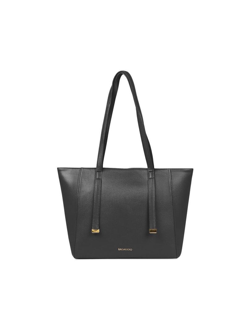 Bolsa de ombro feminina média alça alongada tote preta