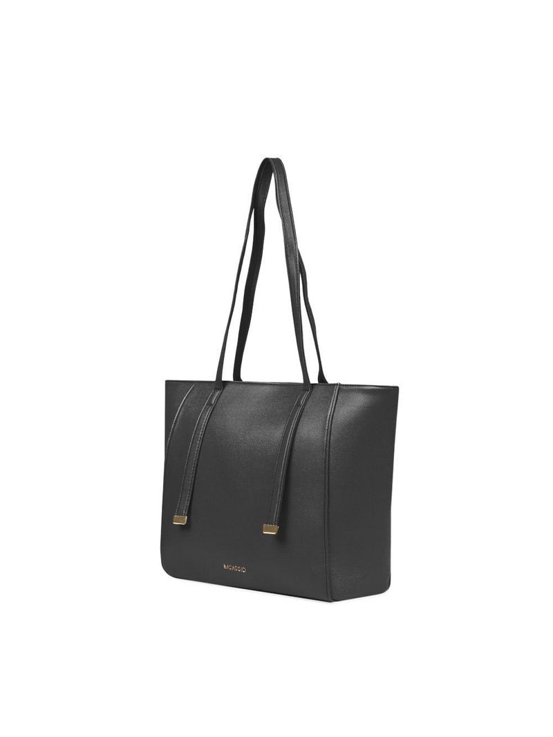 Bolsa de ombro feminina média alça alongada tote preta