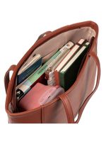 Bolsa de ombro feminina média alça alongada tote marrom