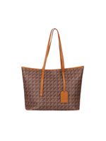 Bolsa de ombro feminina tote monograma bg marrom