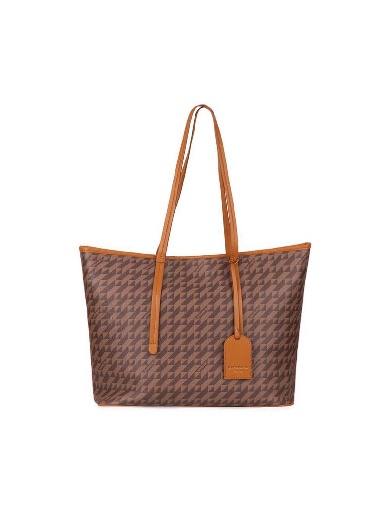 Bolsa de ombro feminina tote monograma bg marrom