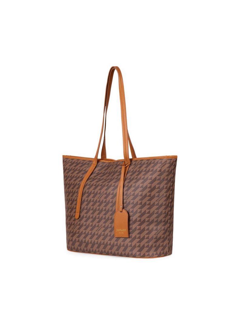 Bolsa de ombro feminina tote monograma bg marrom