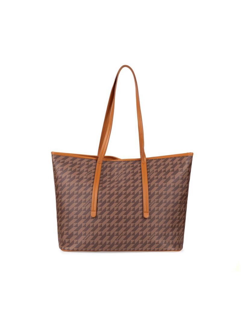 Bolsa de ombro feminina tote monograma bg marrom