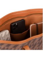 Bolsa de ombro feminina tote monograma bg marrom