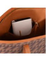 Bolsa de ombro feminina tote monograma bg marrom