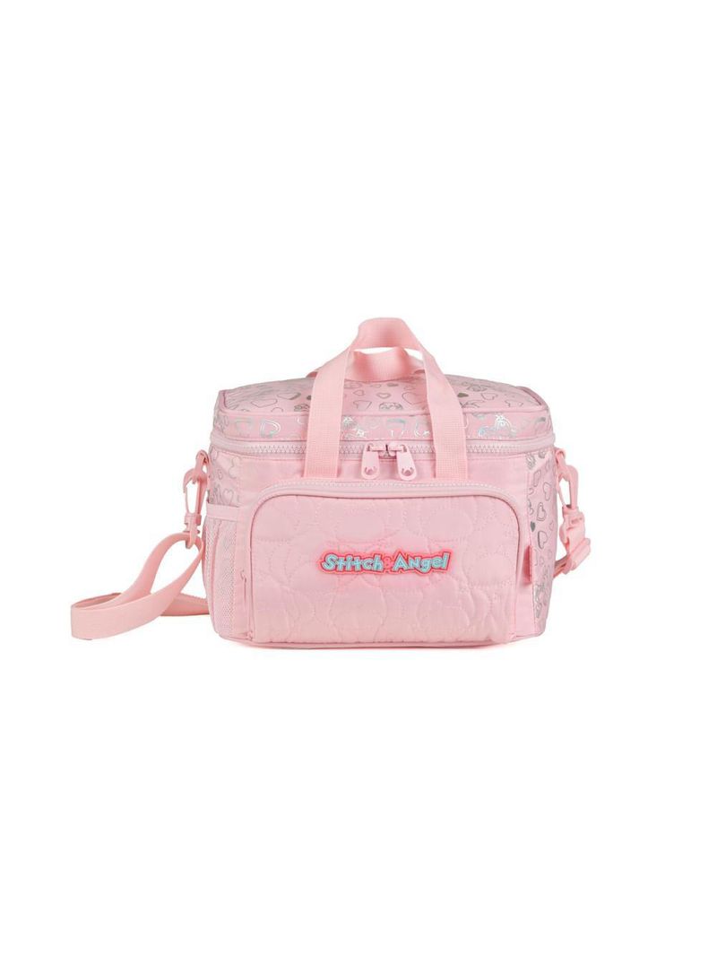 Lancheira térmica feminina stitch & angel rosa claro