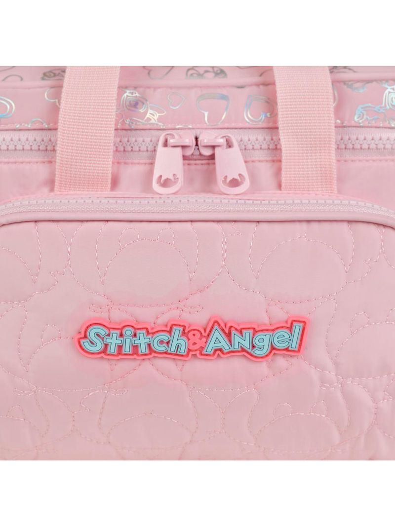 Lancheira térmica feminina stitch & angel rosa claro