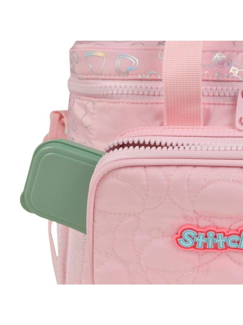 Lancheira térmica feminina stitch & angel rosa claro