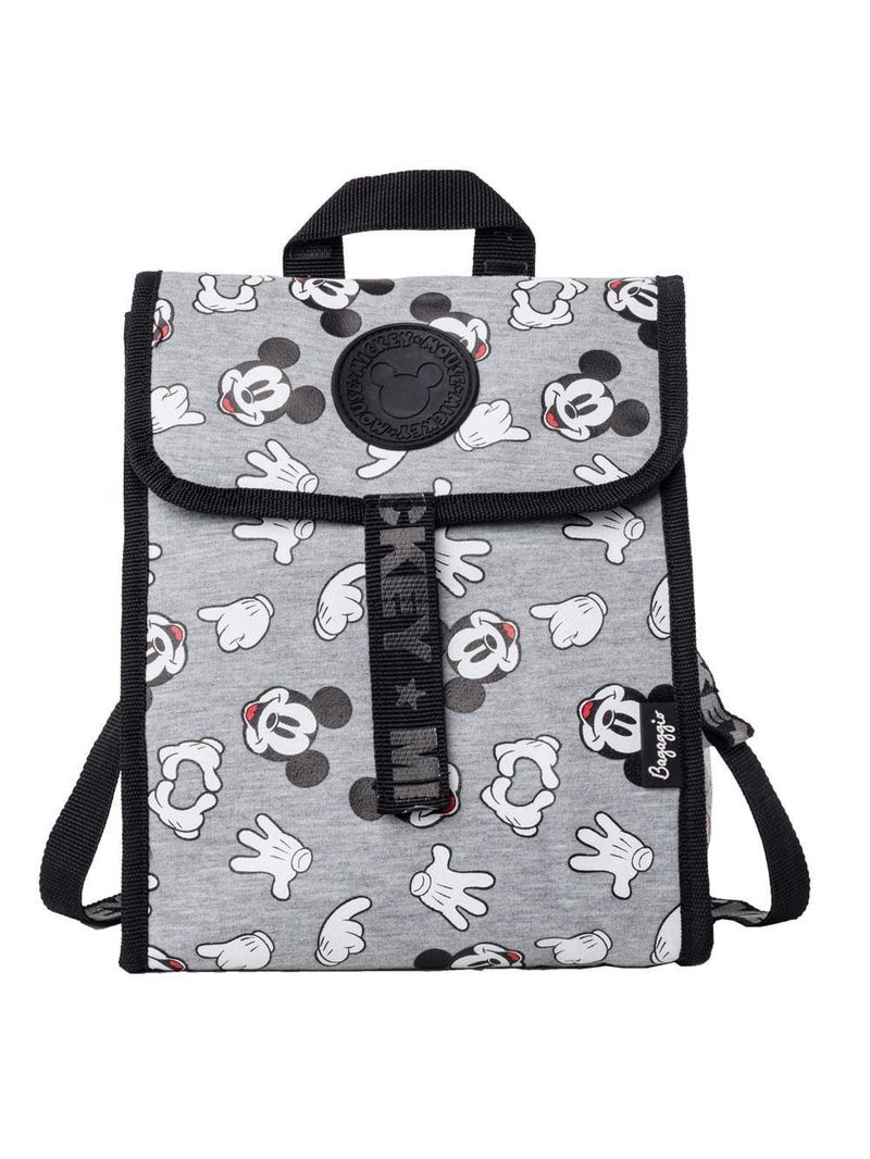 Lancheira escolar masculina térmica mickey faces cinza