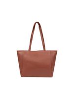 Bolsa de ombro feminina média alça alongada tote marrom