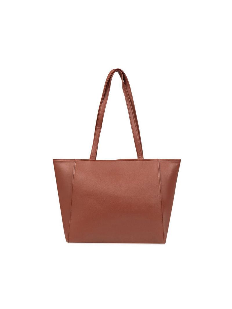 Bolsa de ombro feminina média alça alongada tote marrom