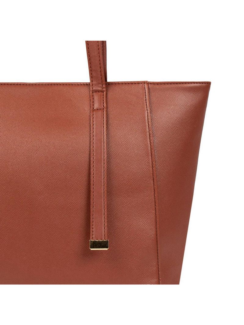 Bolsa de ombro feminina média alça alongada tote marrom