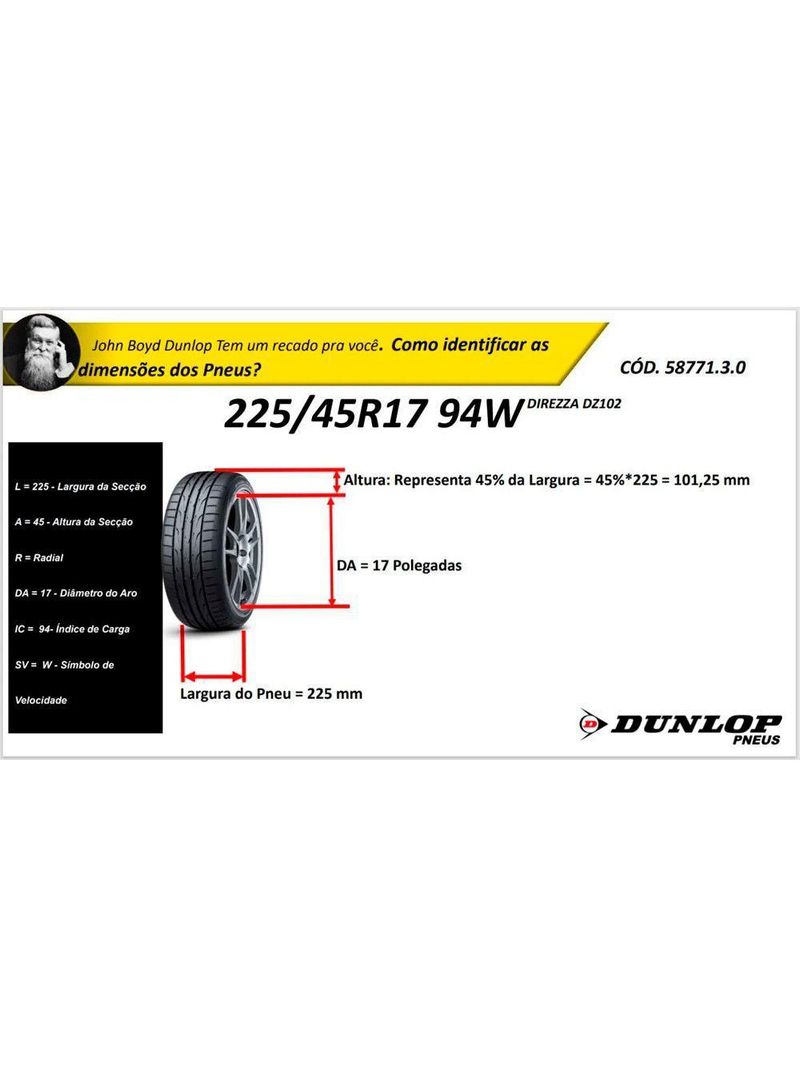 Kit 2 Pneus Dunlop 225/45r17 Falken Dz102 Preto