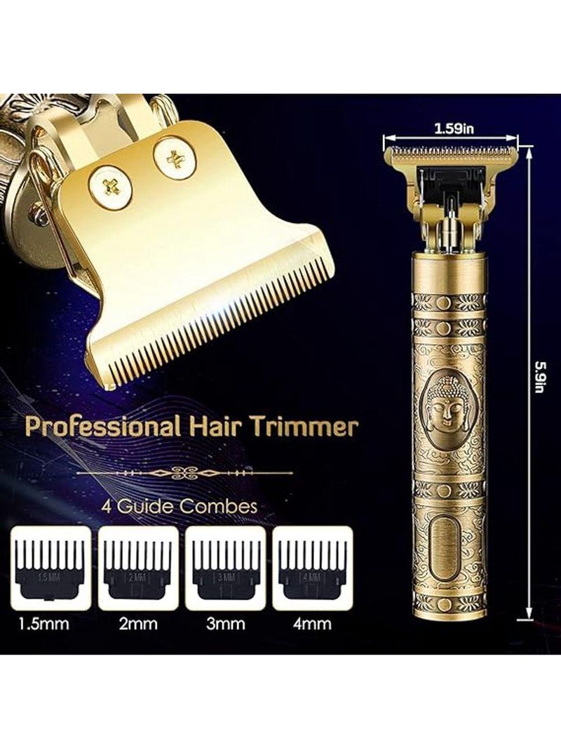 Maquina Cabelo Barba Dourada Dragão Recarregvel