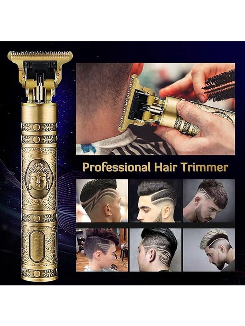 Maquina Cabelo Barba Dourada Dragão Recarregvel