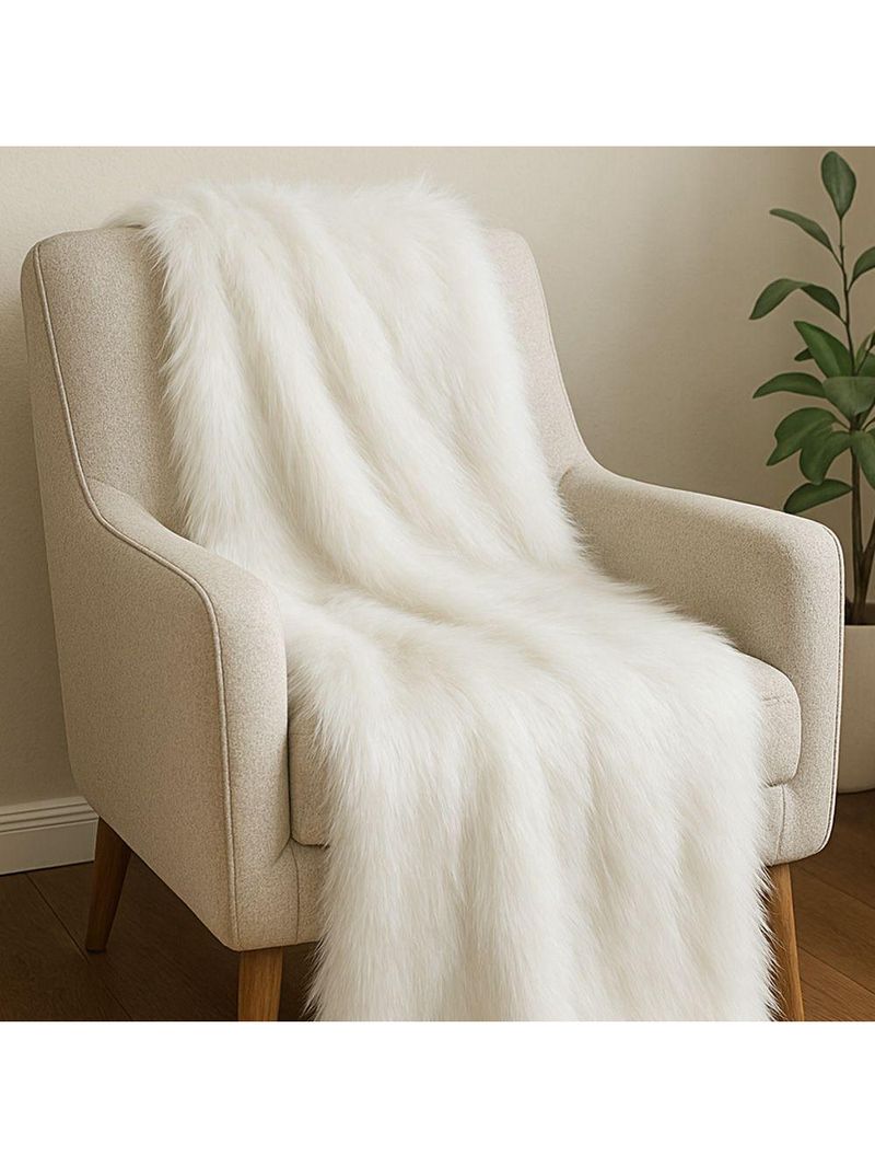 Tecido Pelúcia De Pelo Alto 1,60x1,00 M Para Decoração D03 - D'rossi Off White