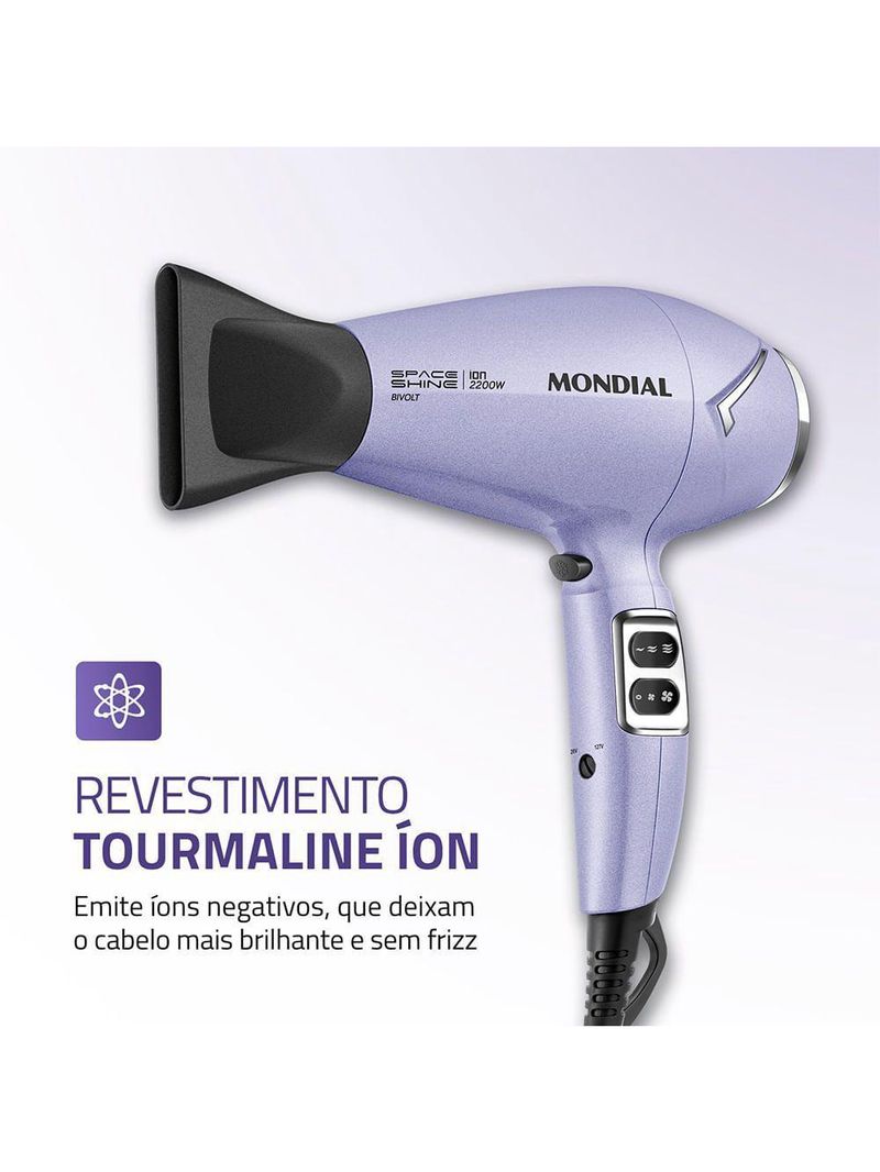 Secador De Cabelos Space Shine Mondial Lilás Bivolt - SC-21-BI