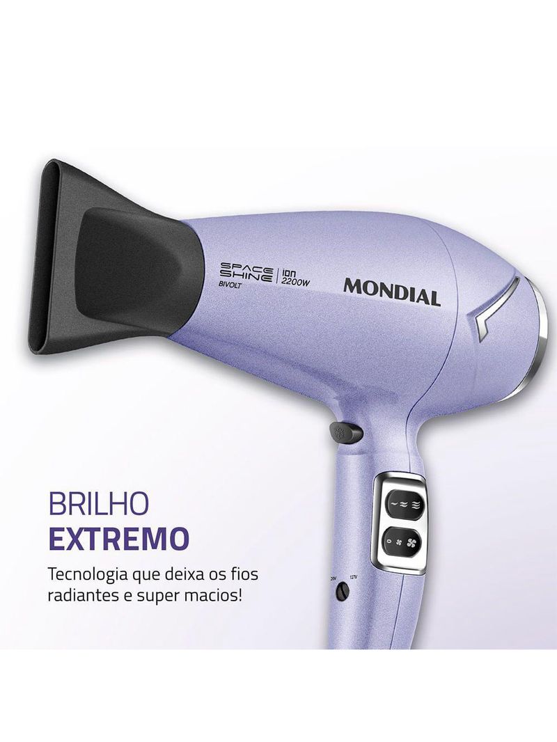 Secador De Cabelos Space Shine Mondial Lilás Bivolt - SC-21-BI