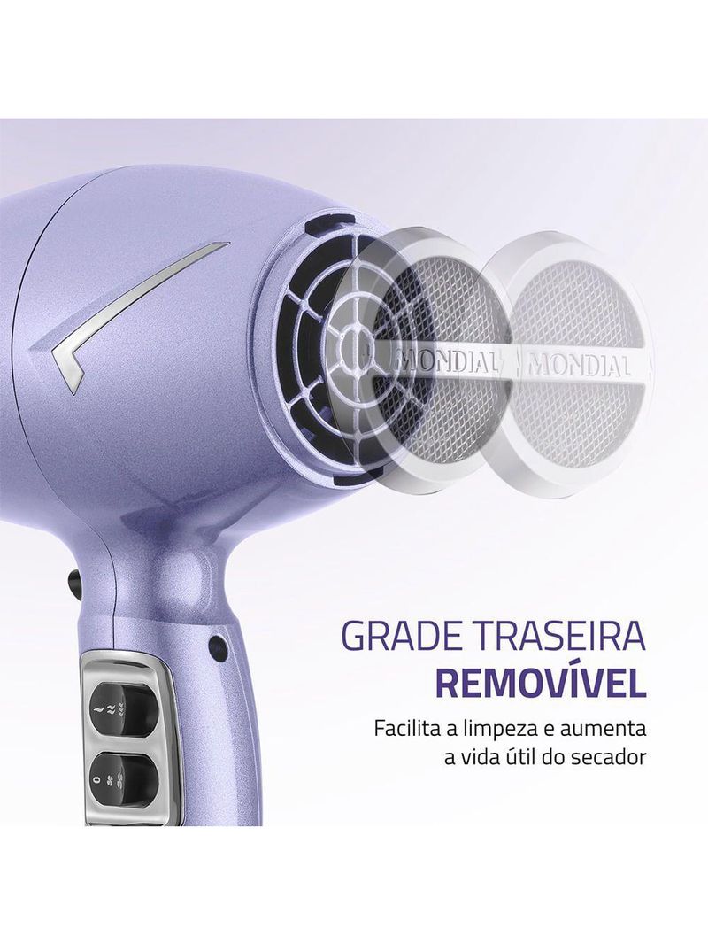 Secador De Cabelos Space Shine Mondial Lilás Bivolt - SC-21-BI