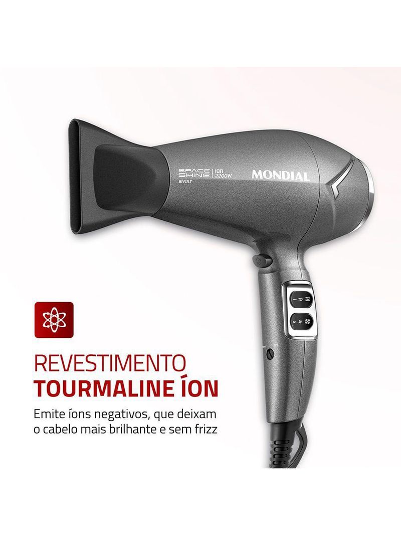 Secador De Cabelos Space Shine Mondial Grafite Bivolt SC-20-BI