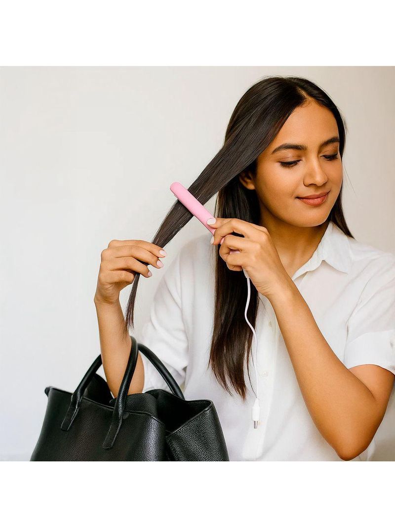 Mini Chapinha Prancha Alisadora De Bolsa Portátil rosa