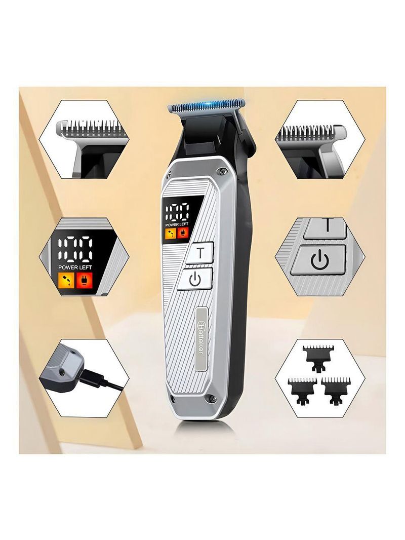 Máquina De Acabamento Km-1679 – Precisão E Performance Para Barba, Aparador Cabelo Visor Digital