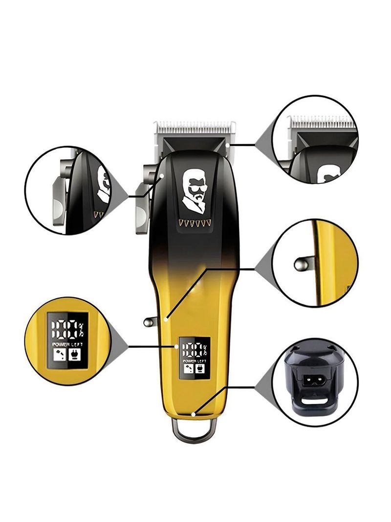 Kit Máquina De Corte E Acabamento Recarregável Bivolt 6500rpm Com 7 Pentes E Led