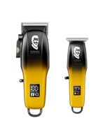 Kit Máquina De Corte E Acabamento Recarregável Bivolt 6500rpm Com 7 Pentes E Led