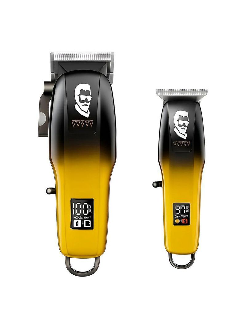 Kit Máquina De Corte E Acabamento Recarregável Bivolt 6500rpm Com 7 Pentes E Led