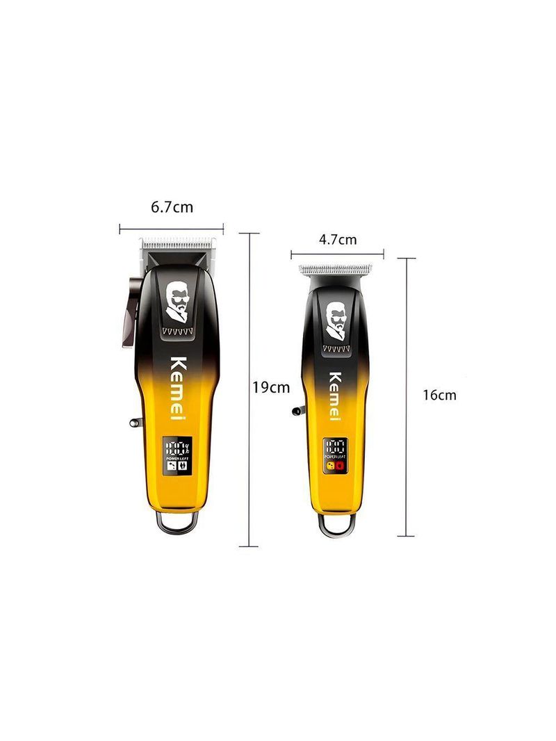Kit Máquina De Corte E Acabamento Recarregável Bivolt 6500rpm Com 7 Pentes E Led