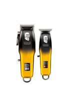 Kit Máquina De Corte E Acabamento Recarregável Bivolt 6500rpm Com 7 Pentes E Led