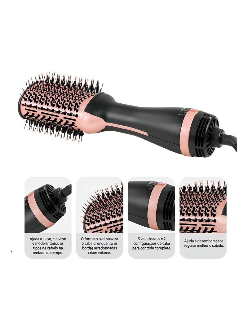 Escova Secadora Modeladora Alisadora Multifuncional 3 Em 110V