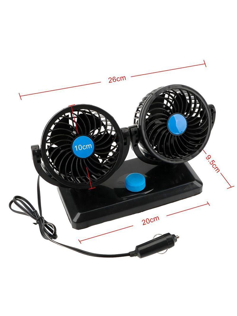 Mini Ventilador Duplo Automotivo Ajustável Painel Carro azul