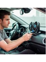 Mini Ventilador Duplo Automotivo Ajustável Painel Carro azul