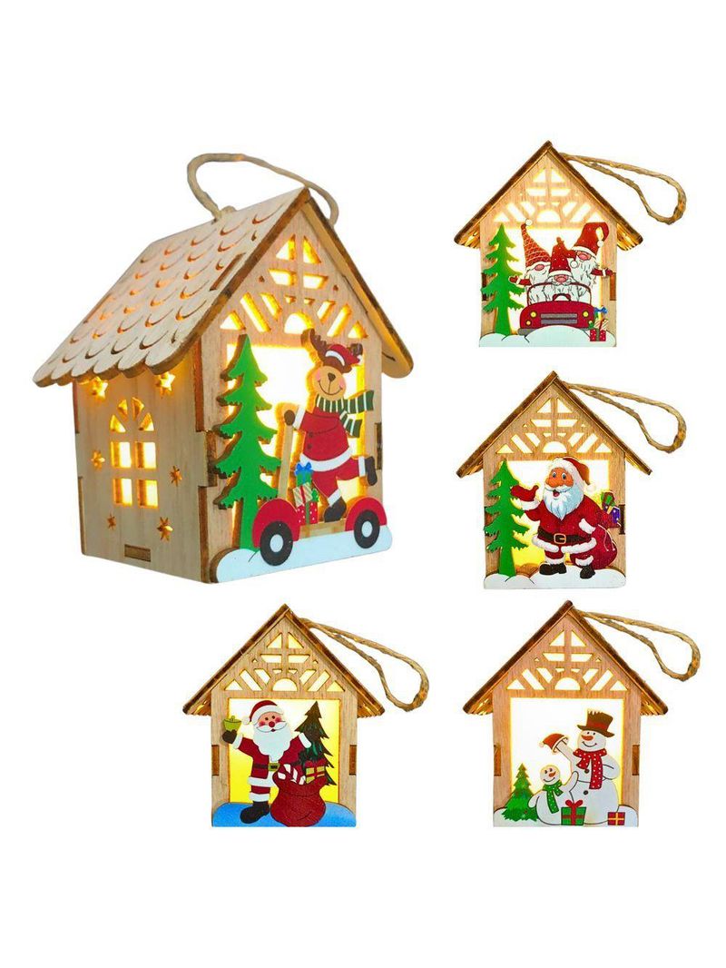 Pingente De Natal Decoração Cabana Led Amarelo