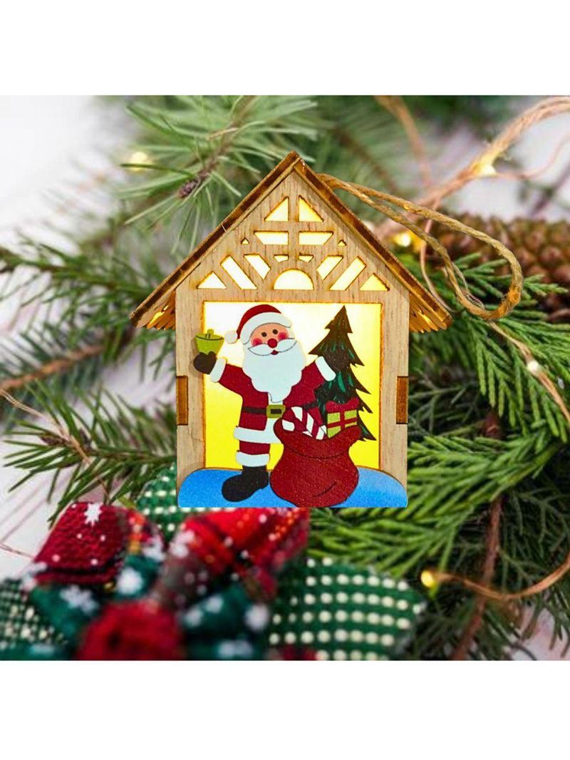 Pingente De Natal Decoração Cabana Led Amarelo