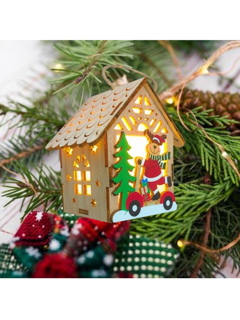 Pingente De Natal Decoração Cabana Led Amarelo