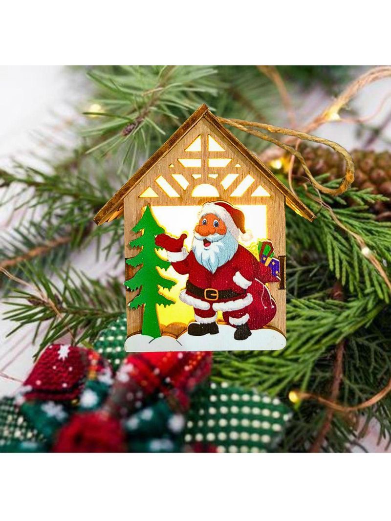 Pingente De Natal Decoração Cabana Led Amarelo