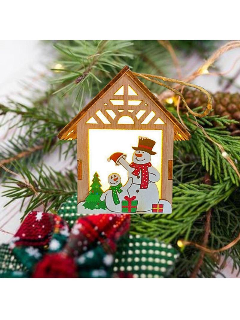 Pingente De Natal Decoração Cabana Led Amarelo