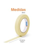 Kit 9 Fita Crepe 18mmx10m Uso Geral Resistente Alta Fixação Pintura Artesanato Escolar