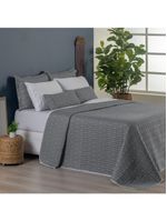 Kit Cobre Leito Queen 3 Peças Bordado Urbany Hipercal 400 Fios 100% Poliéster - Cinza
