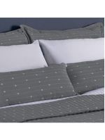 Kit Cobre Leito Queen 3 Peças Bordado Urbany Hipercal 400 Fios 100% Poliéster - Cinza