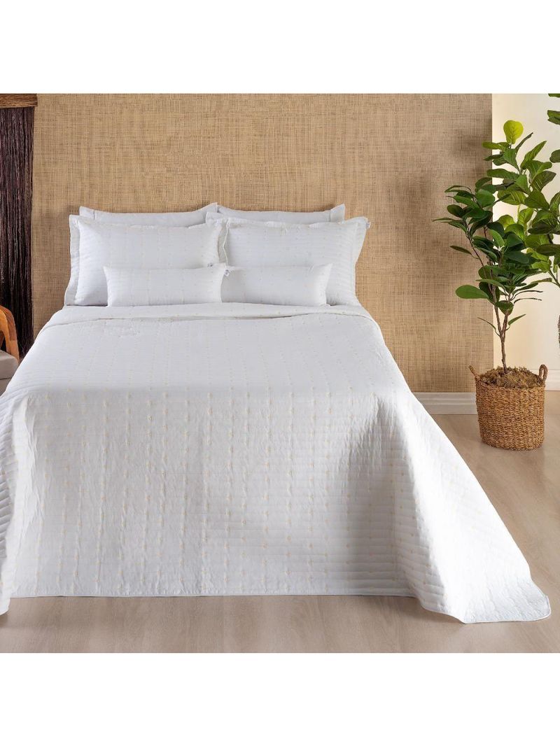 Kit Cobre Leito Casal Padrão 3 Peças Bordado Urbany Hipercal 400 Fios 100% Poliéster - Branco
