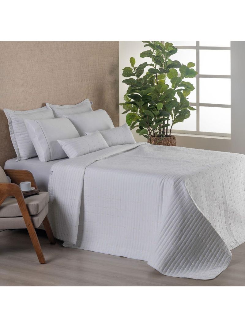 Kit Cobre Leito Queen 3 Peças Bordado Urbany Hipercal 400 Fios 100% Poliéster - Branco