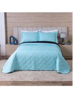 Kit Cobre Leito Dupla Face Casal King 3 Peças Bordado Essence Hipercal 400 Fios 100% Poliéster - Verde Tiffany