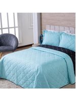 Kit Cobre Leito Dupla Face Casal King 3 Peças Bordado Essence Hipercal 400 Fios 100% Poliéster - Verde Tiffany