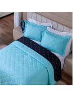Kit Cobre Leito Dupla Face Casal King 3 Peças Bordado Essence Hipercal 400 Fios 100% Poliéster - Verde Tiffany