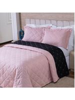 Kit Cobre Leito Dupla Face Casal Padrão 3 Peças Bordado Essence Hipercal 400 Fios 100% Poliéster - Rosê