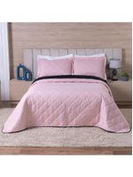 Kit Cobre Leito Dupla Face Casal Padrão 3 Peças Bordado Essence Hipercal 400 Fios 100% Poliéster - Rosê