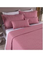 Kit Cobre Leito Casal Padrão 3 Peças Bordado Urbany Hipercal 400 Fios 100% Poliéster - Rosê